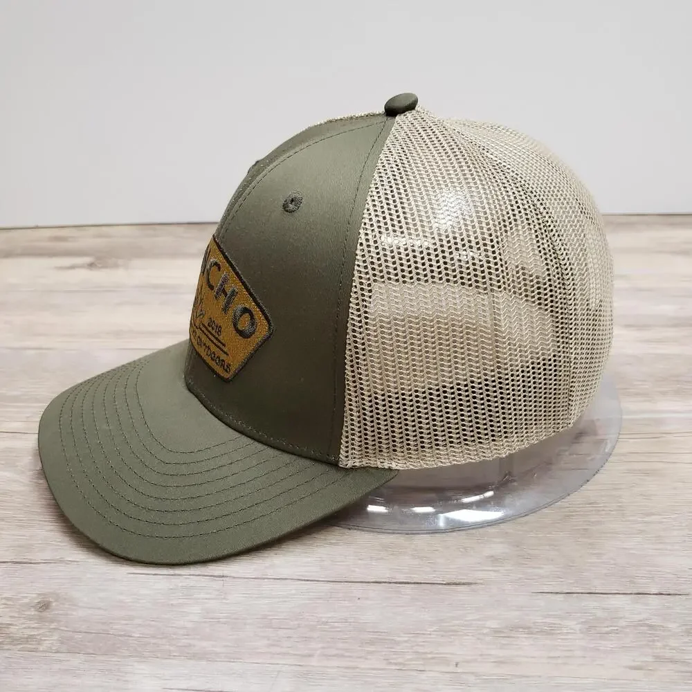 Poncho Outdoors Hat Cap Snap Back Mens One Size Green Mesh Trucker Patch Logo